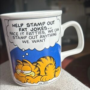 Vintage 1978 GARFIELD Coffee Mug /Cup "Help Stamp Out Fat Jokes”